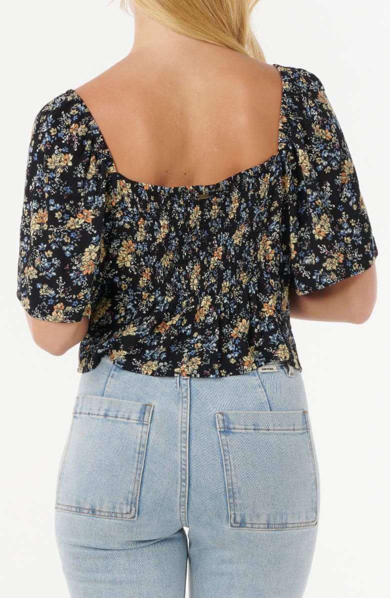 Rip Curl Pacific Rider Floral Flutter Sleeve Top, Alternate, color, Black Multi