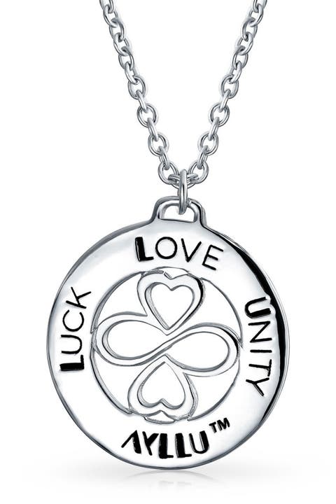 Ayllu Infinity Heart Clover Round Pendant Necklace