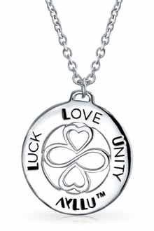 BLING JEWELRY Ayllu Infinity Heart Clover Round Pendant Necklace
