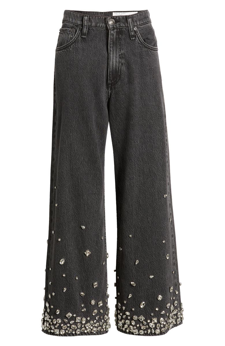 rag & bone Featherweight Andi Rhinestone High Waist Ankle Wide Leg Jeans, Alternate, color, Angwthjwl