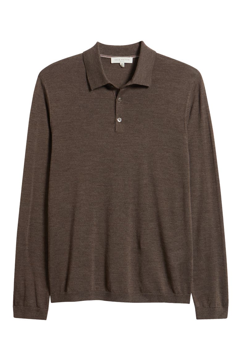 Long Sleeve Wool & Silk Polo Sweater, Alternate, color, TAUPE
