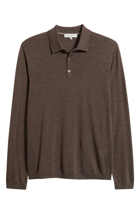 Long Sleeve Wool & Silk Polo Sweater