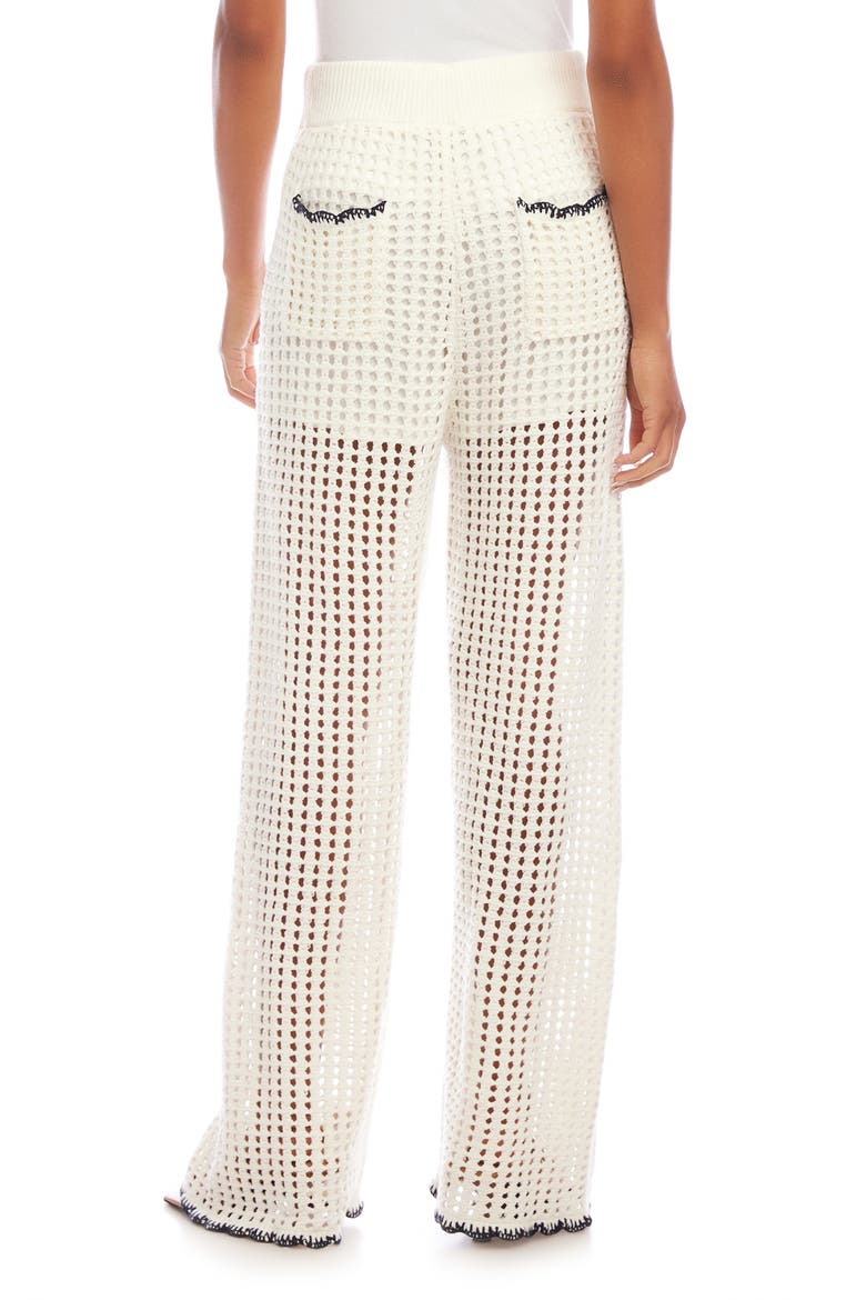 Gianna Open Knit Straight Leg Pants, Alternate, color, OFF WHITE/ NAVY