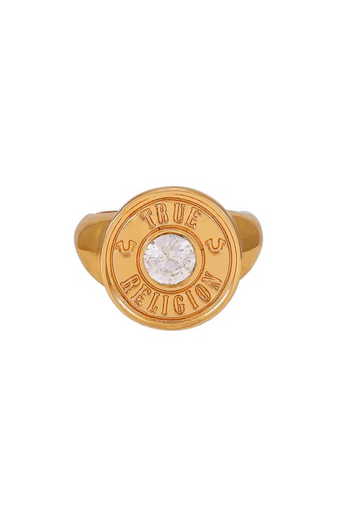 Crystal Button Logo Ring
