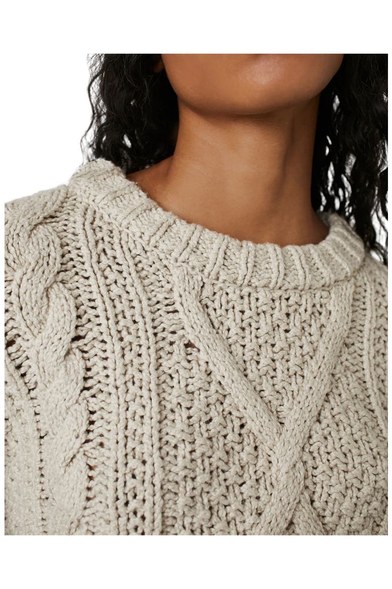 Cutting Edge Cotton Cable Sweater, Alternate, color, SILVER FEATHER