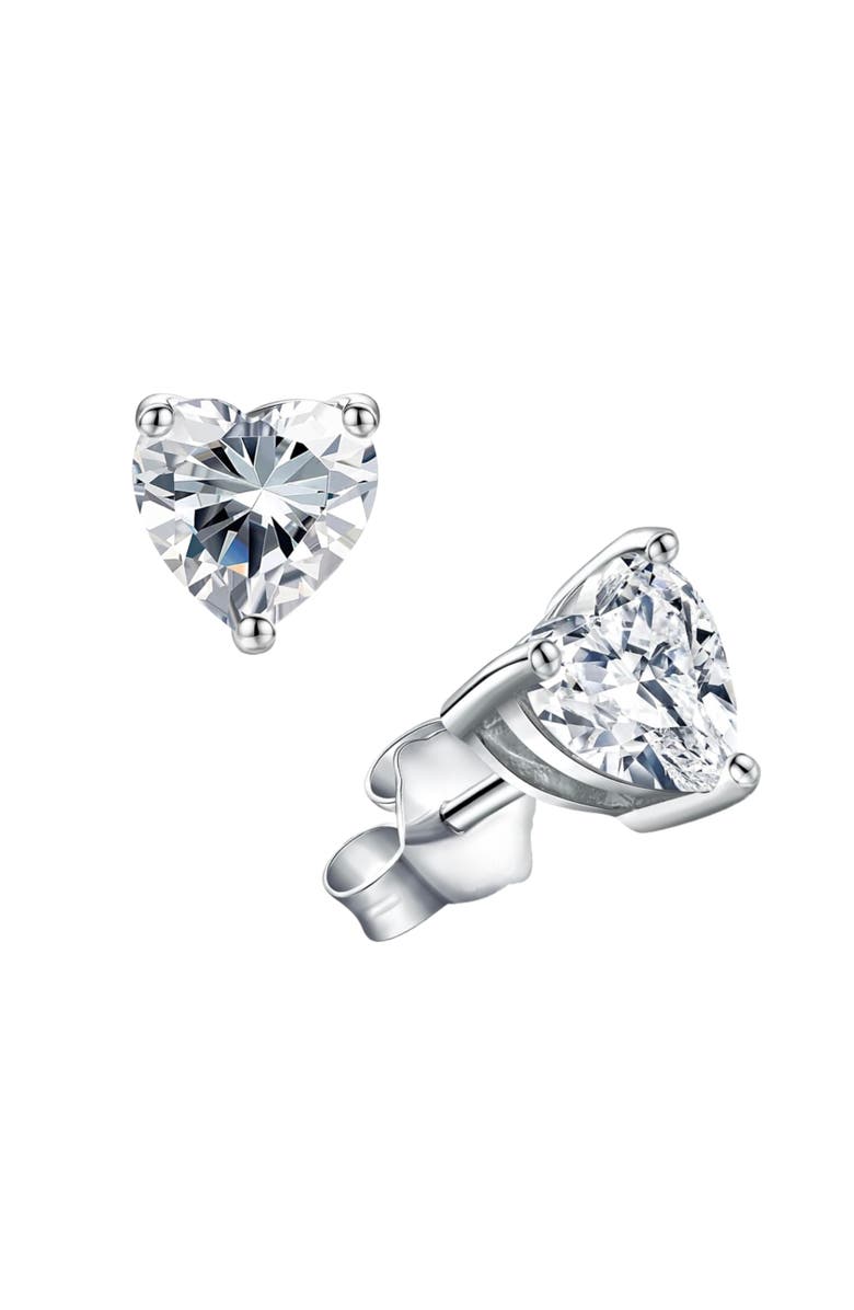 Donatello Gian Sterling Silver Moissanite Heart Studs, Main, color, Silver