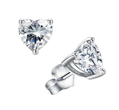 Sterling Silver Moissanite Heart Studs
