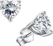 Donatello Gian Sterling Silver Moissanite Heart Studs