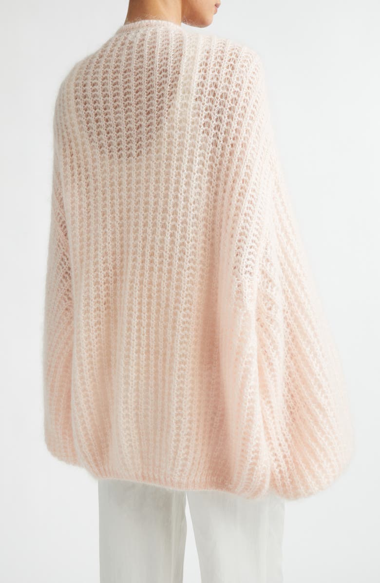 TOTEME Puff Mohair & Wool Blend Open Stitch Cardigan, Alternate, color, Bloom