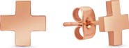 STEELTIME 18k Rose Gold Plated Cross Stud Earrings