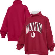 PRESSBOX Women's Pressbox Crimson Indiana Hoosiers Oversized Mock Neck Sweatshirt