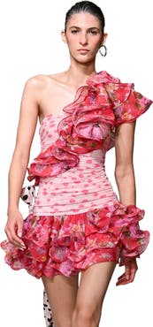 PatBO Peony Dots Ruffle Mini Dress