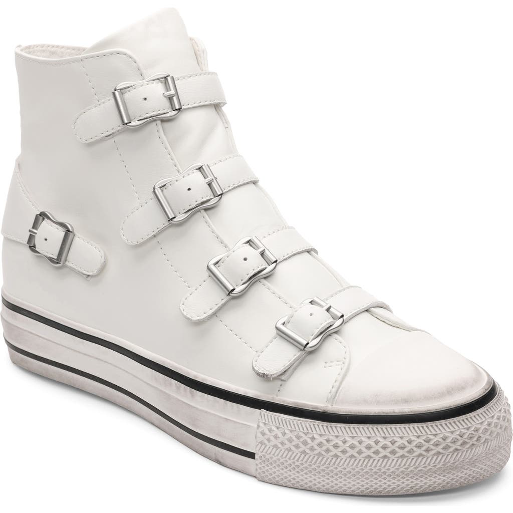 Ash Virgin Leather High Top Platform Sneaker In White