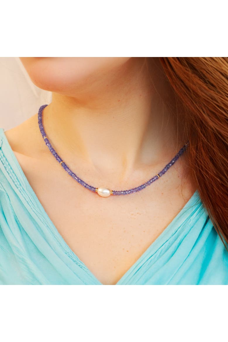 Tanzanite Bead Pearl Necklace, Alternate, color, Blue