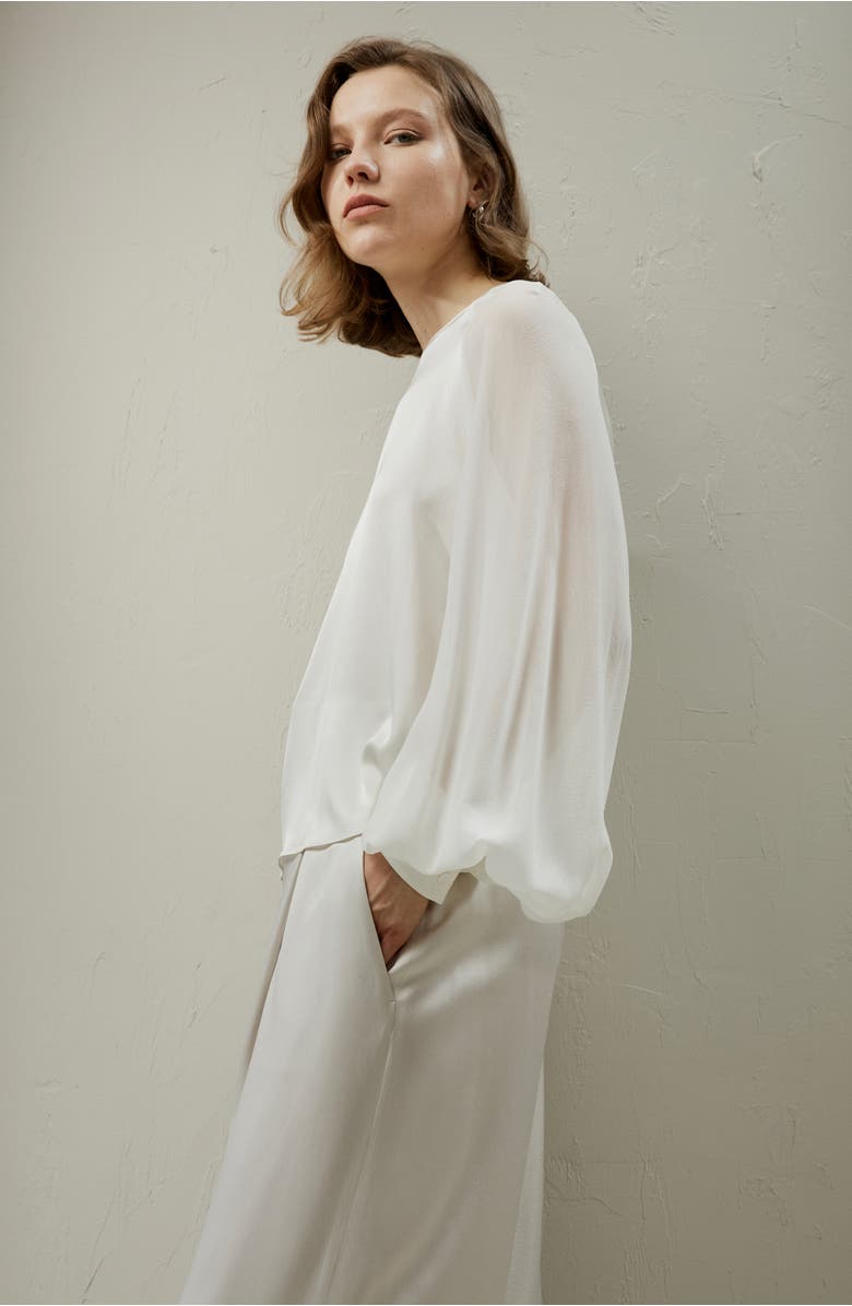 Lilysilk Silk Blouse with Raglan Sleeves, Alternate, color, Natural White