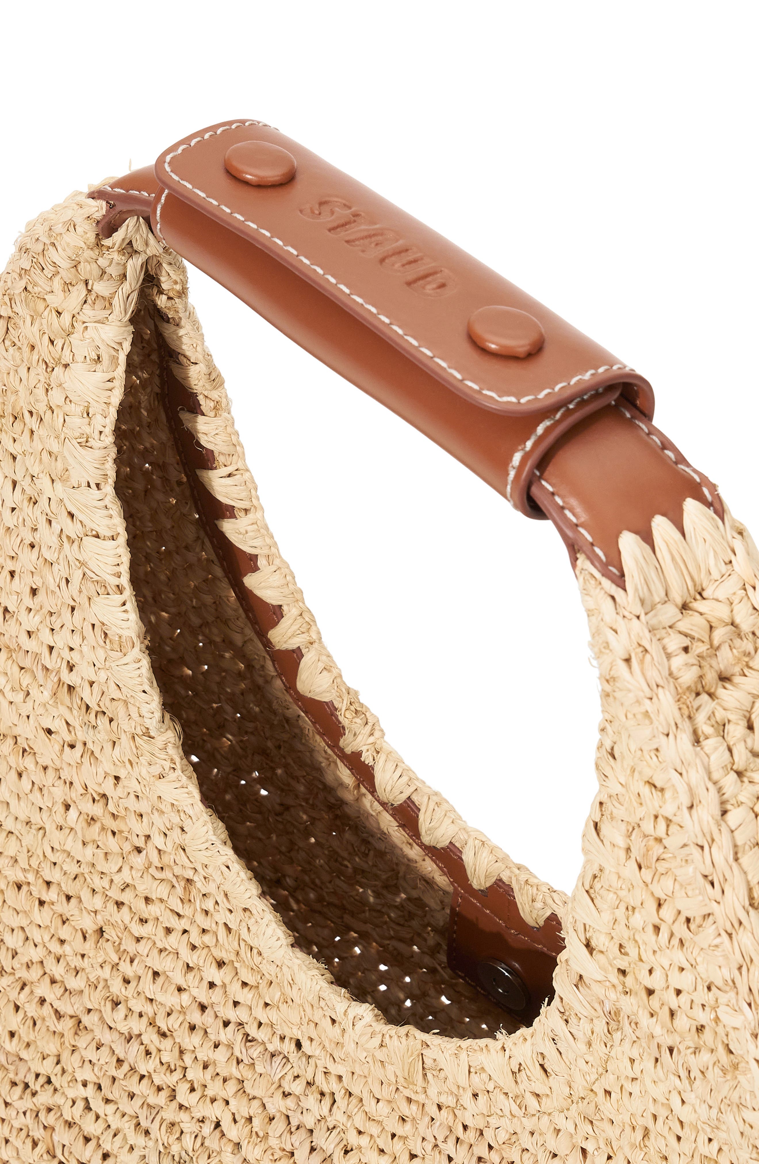 STAUD Moon Raffia Tote, Alternate, color, Natural/ Tan