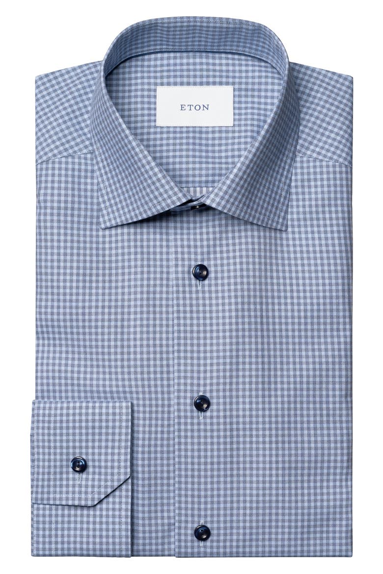 Contemporary Fit Check Twill Button-Up Shirt, Alternate, color, DARK BLUE