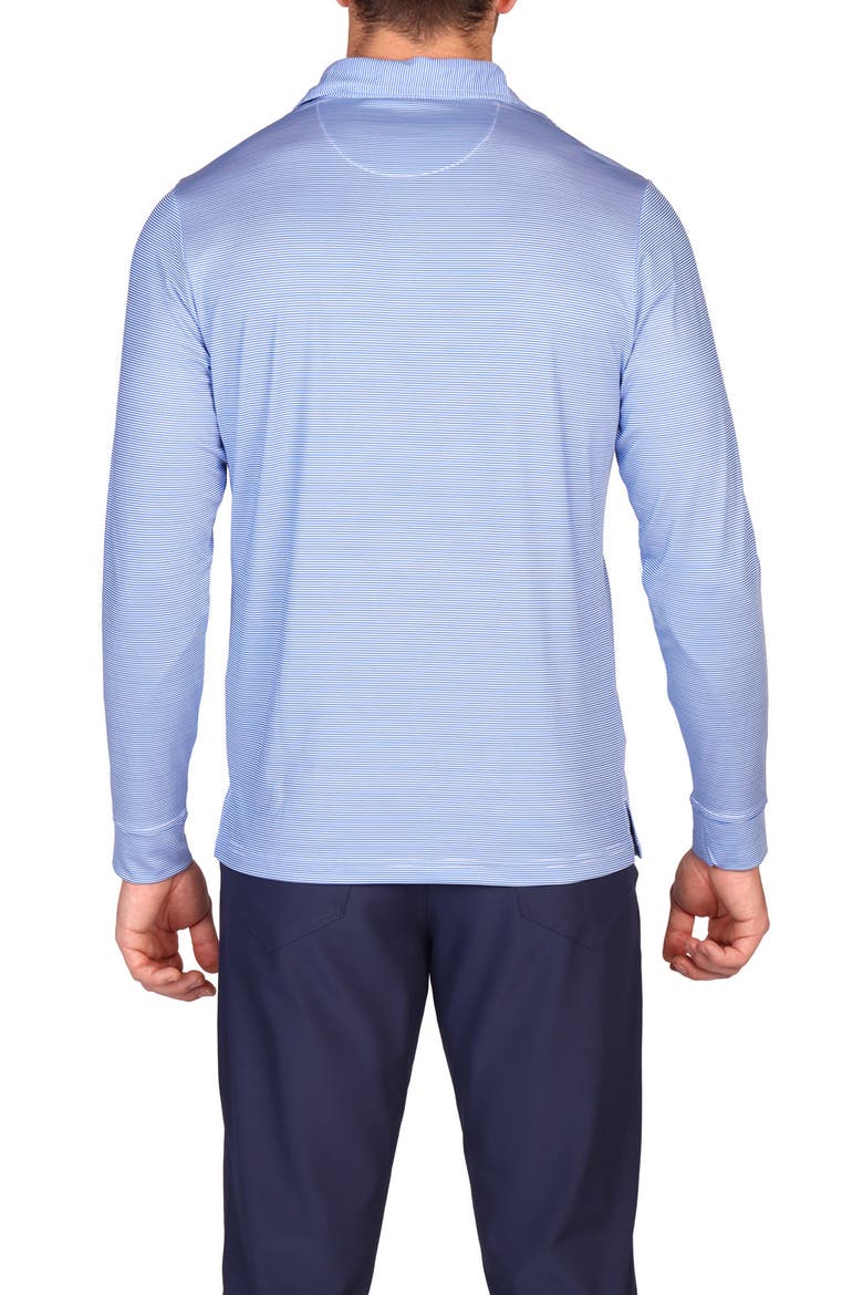 Stripe Print Long Sleeve Performance Polo, Alternate, color, BLUE