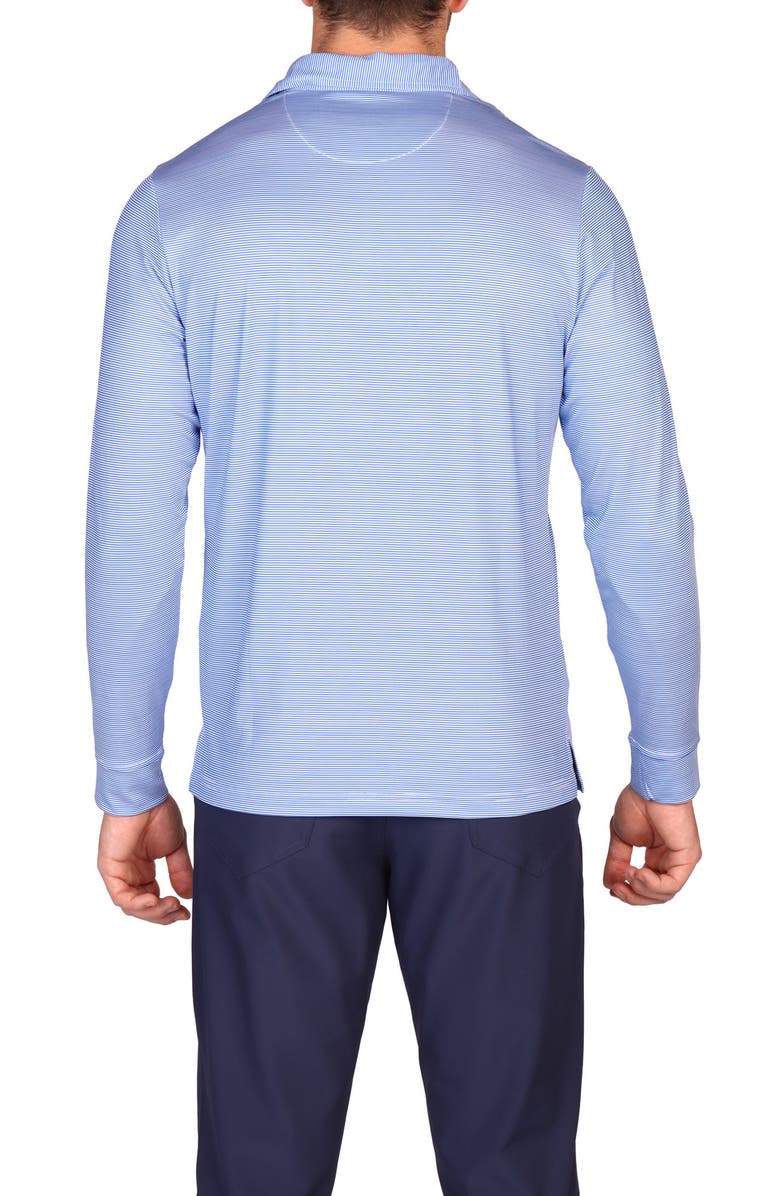 TailorByrd Stripe Print Long Sleeve Performance Polo, Alternate, color, Blue