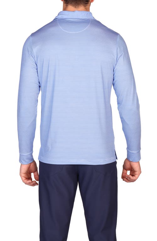 Tailorbyrd Stripe Print Long Sleeve Performance Polo In Blue