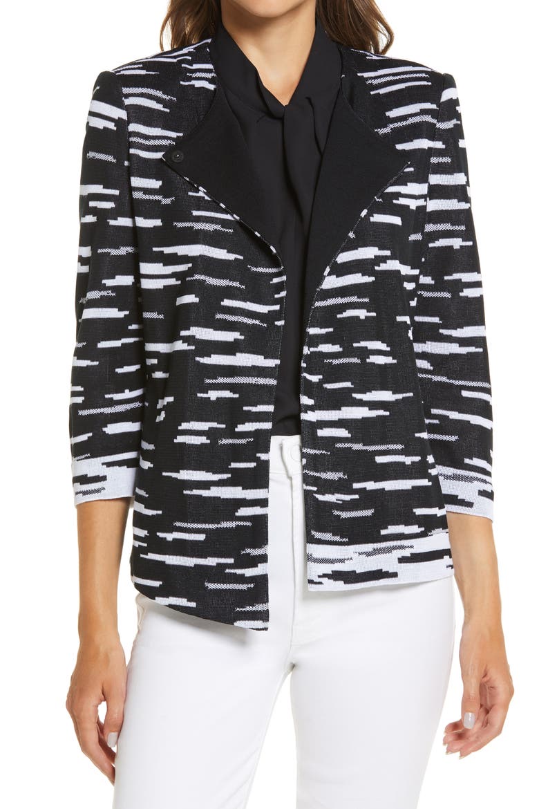Dash Asymmetrical Sweater Jacket, Main, color, BLACK/WHITE