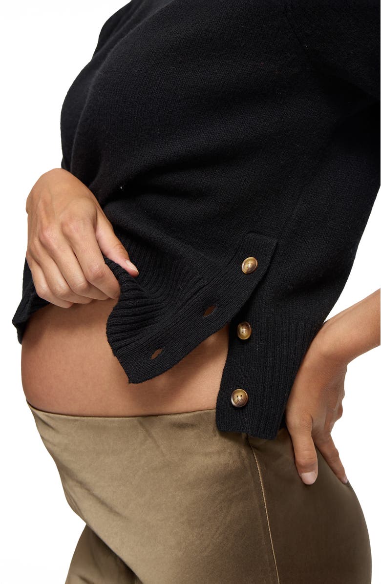 Ingrid & Isabel Mock Neck Maternity Sweater, Alternate, color, Black