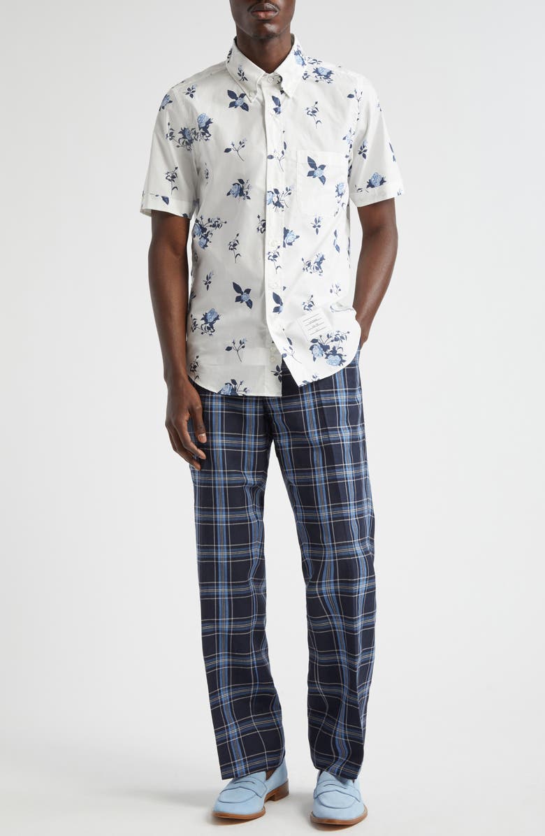 Thom Browne Low Rise Drop Crotch Backstrap Virgin Wool & Linen Pants, Alternate, color, 
