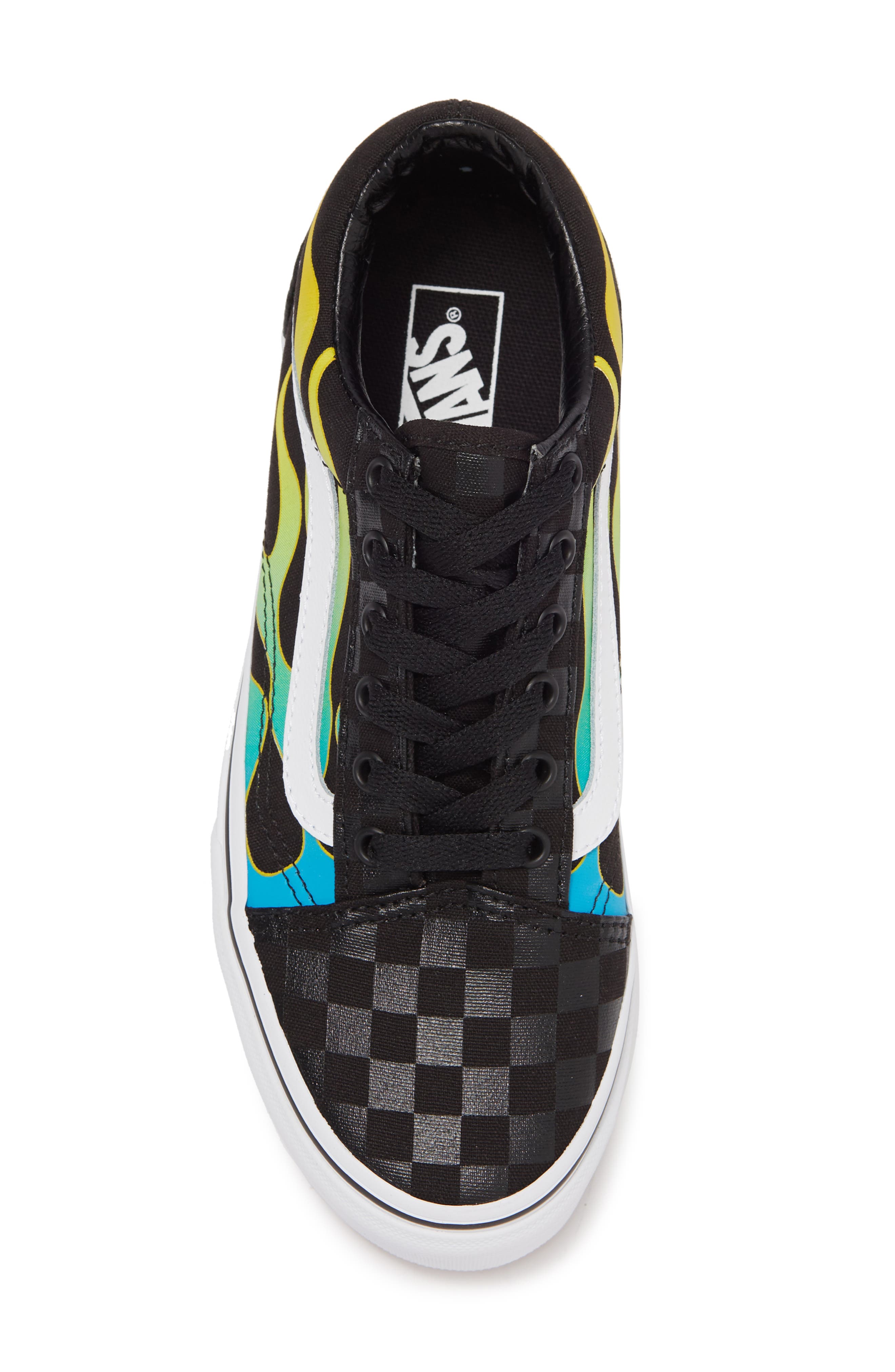 Old Skool Flow Flame Sneaker, Alternate, color, GLOW FLAME BLK/ TRUE WHT