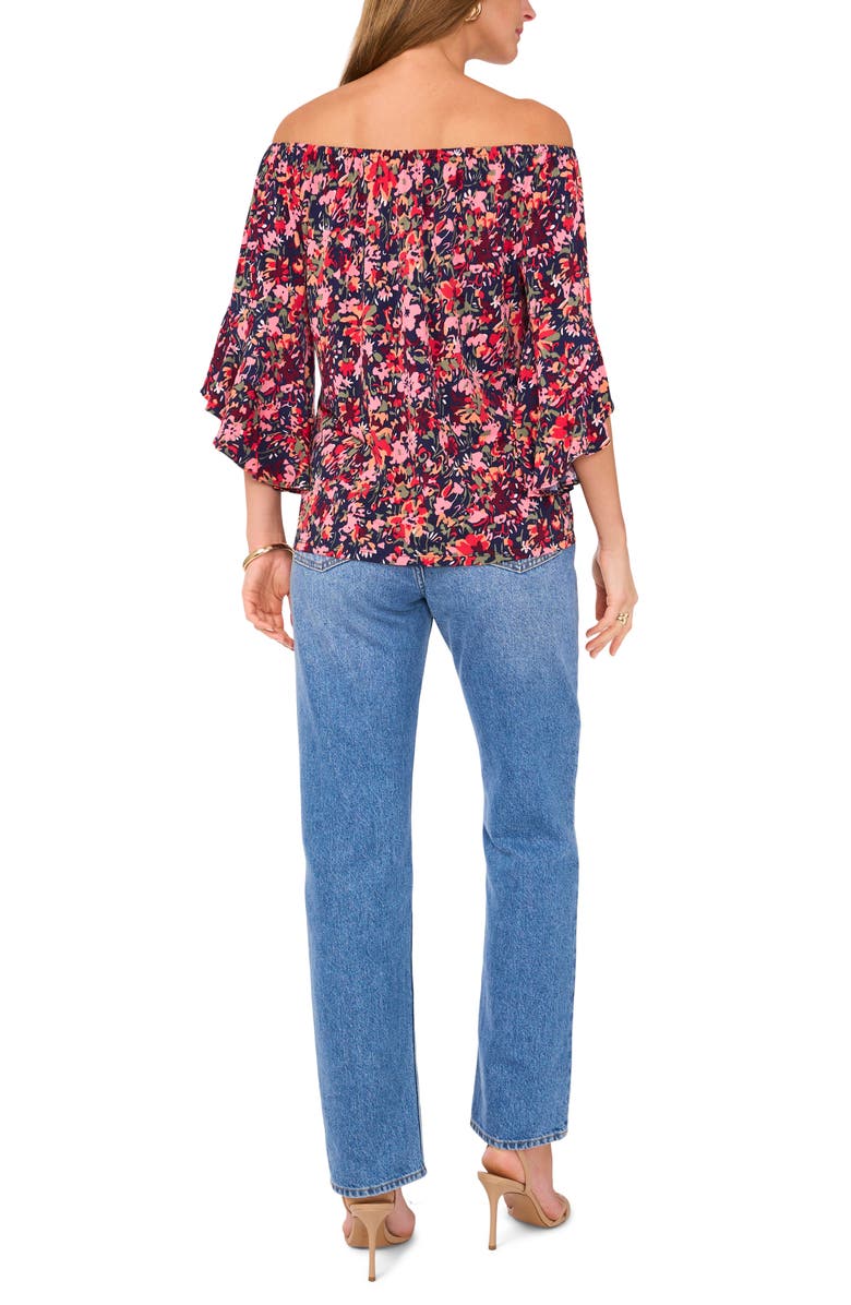 Vince Camuto Floral Flutter Sleeve Off the Shoulder Top, Alternate, color, 