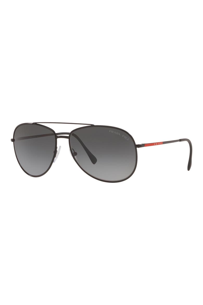 61mm Gradient Polarized Aviator Sunglasses, Alternate, color, MATTE BLACK/ GREY GRADIENT