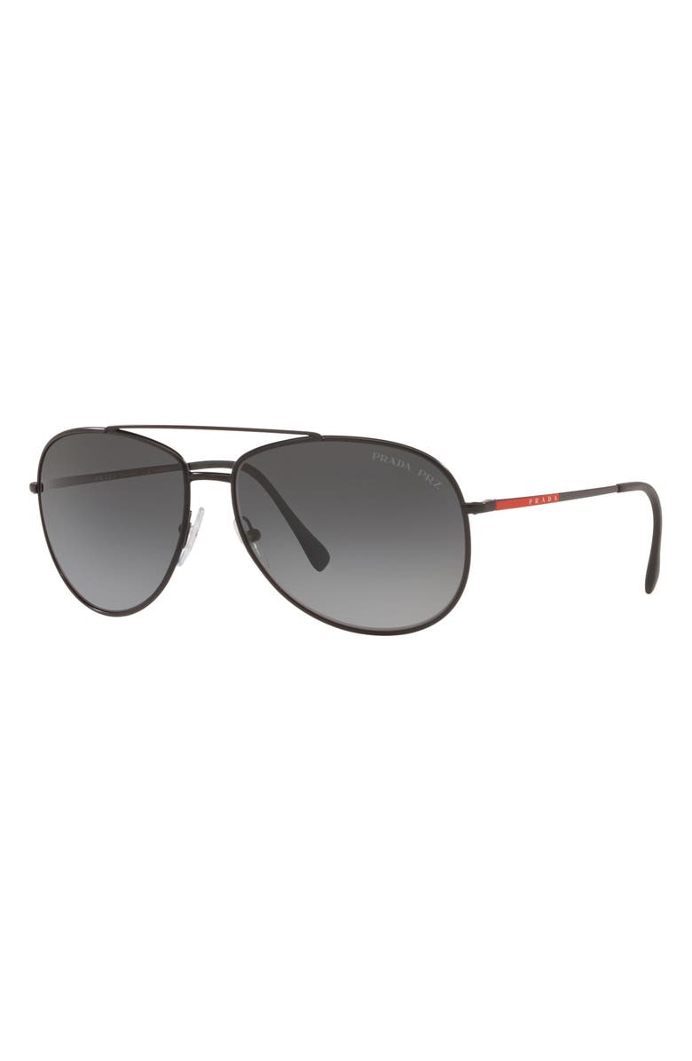 Prada 61mm Gradient Polarized Aviator Sunglasses, Alternate, color, 