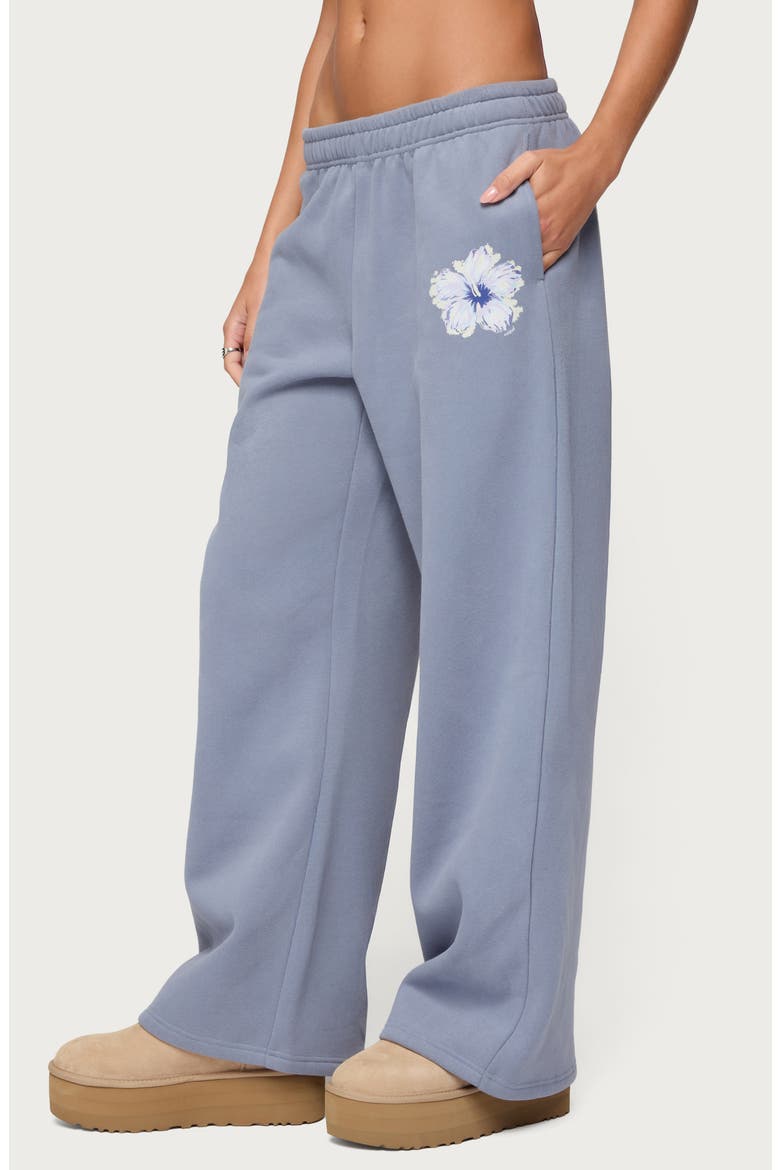 Tropical Bloom Wide Leg Sweatpants, Alternate, color, BLUE