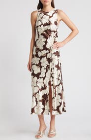 Rails Gabriella Floral Ruched Satin Midi Dress
