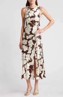 Rails Gabriella Floral Ruched Satin Midi Dress