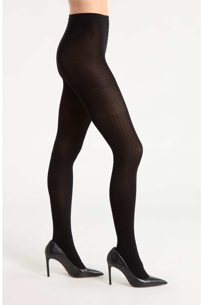 Sweater Ribbed Tights, Main, color, BLACK NOIR
