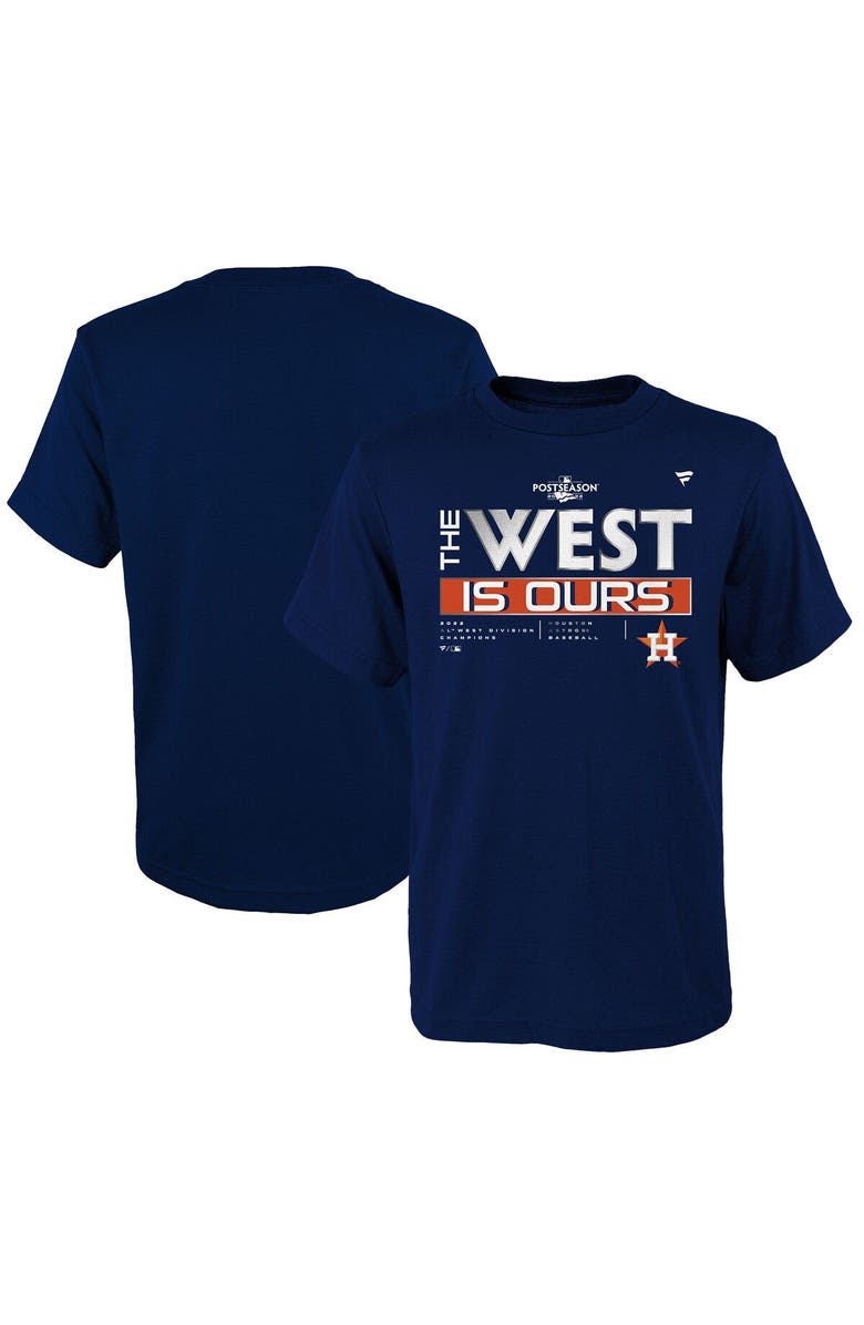 FANATICS Youth Navy Houston Astros 2022 AL West Division Champions Locker Room T-Shirt, Main, color, 