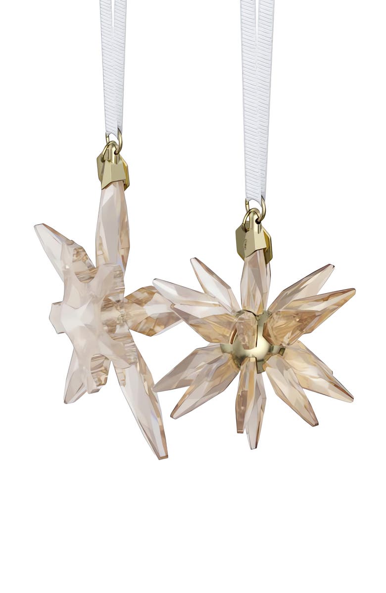 Swarovski 2025 Annual Edition Set of 2 Festive 3D Crystal Snowflake Ornaments, Alternate, color, Gold