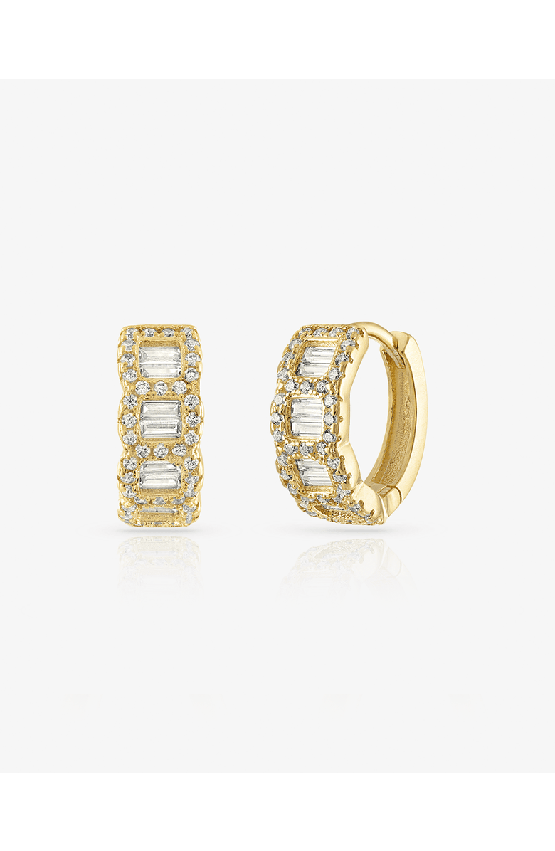 BEN ONI Baguette and Pave CZ Huggie Hoops, Main, color,