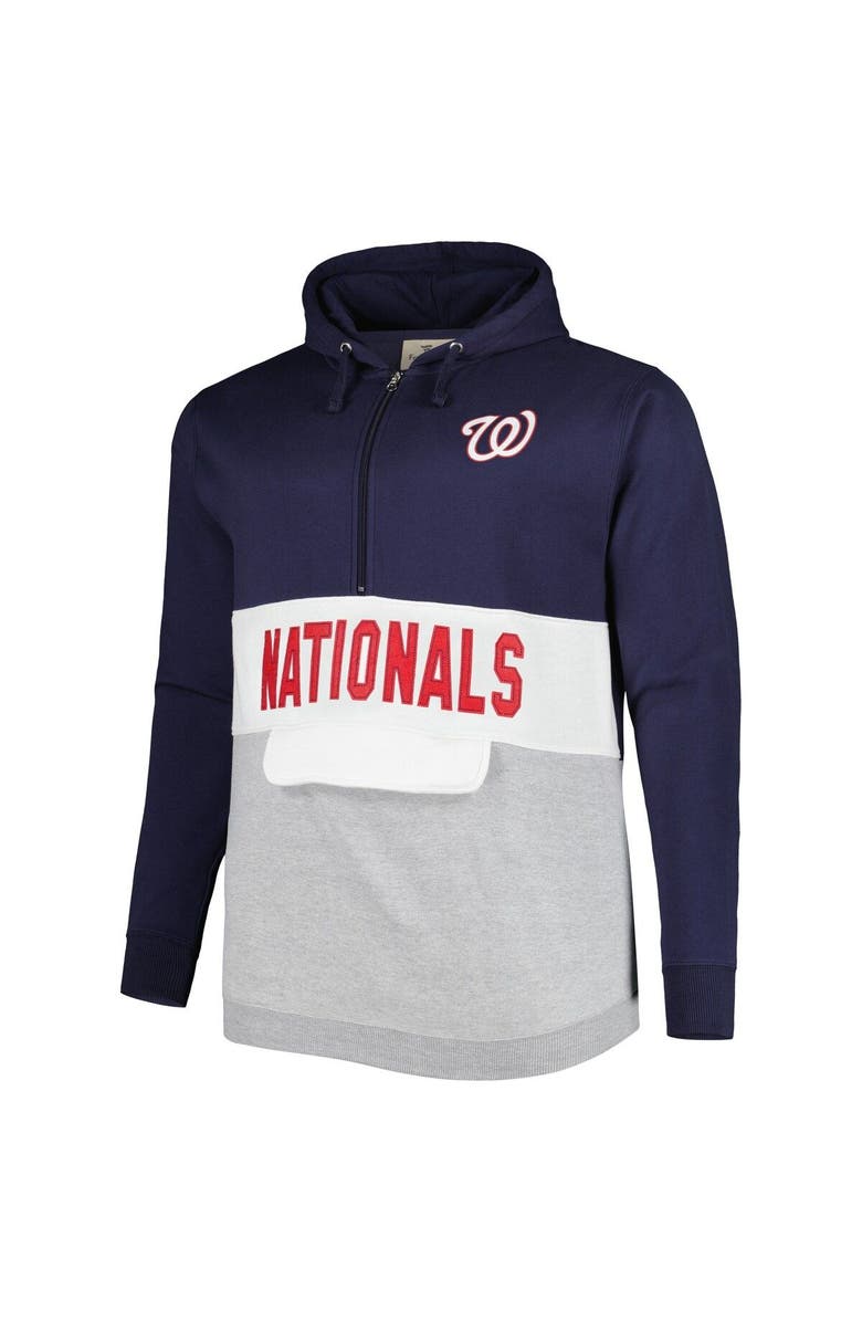 PROFILE Men's Navy/White Washington Nationals Big & Tall Fleece Half-Zip Hoodie, Alternate, color, Navy