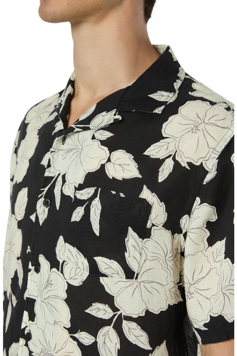Air Linen Convertible Vacation Shirt, Alternate, color, BLACK/OFF WHITE