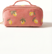 Elizabeth Scarlett Lemon Blossom Open Flat Velvet Makeup Bag