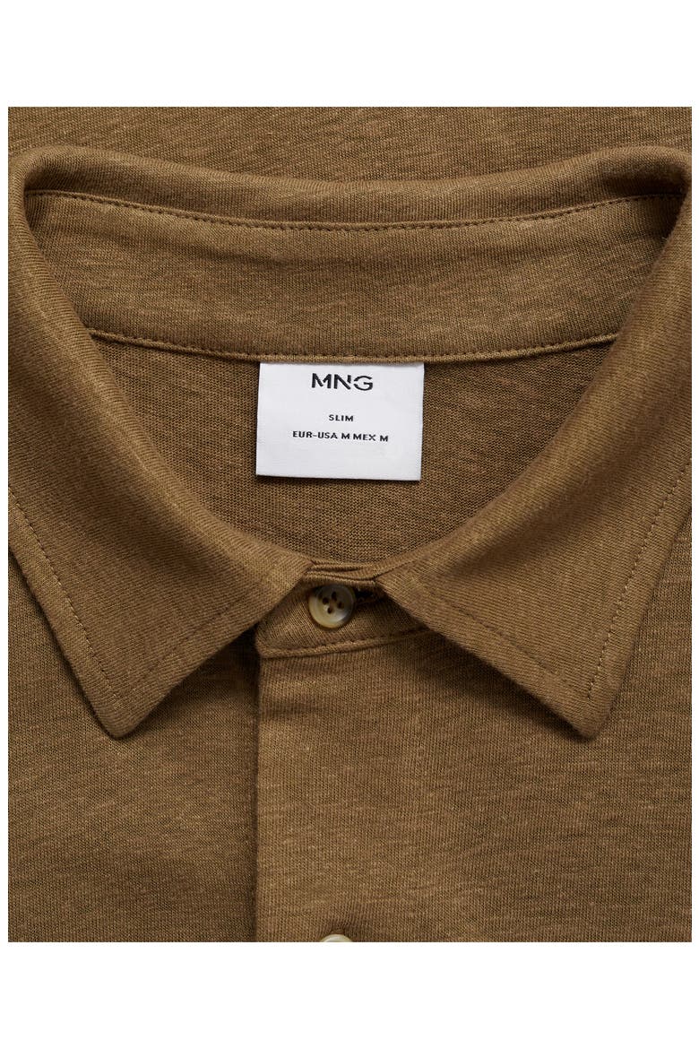 Regular Fit Short Sleeve Linen Blend Button-Up Shirt, Alternate, color, KHAKI