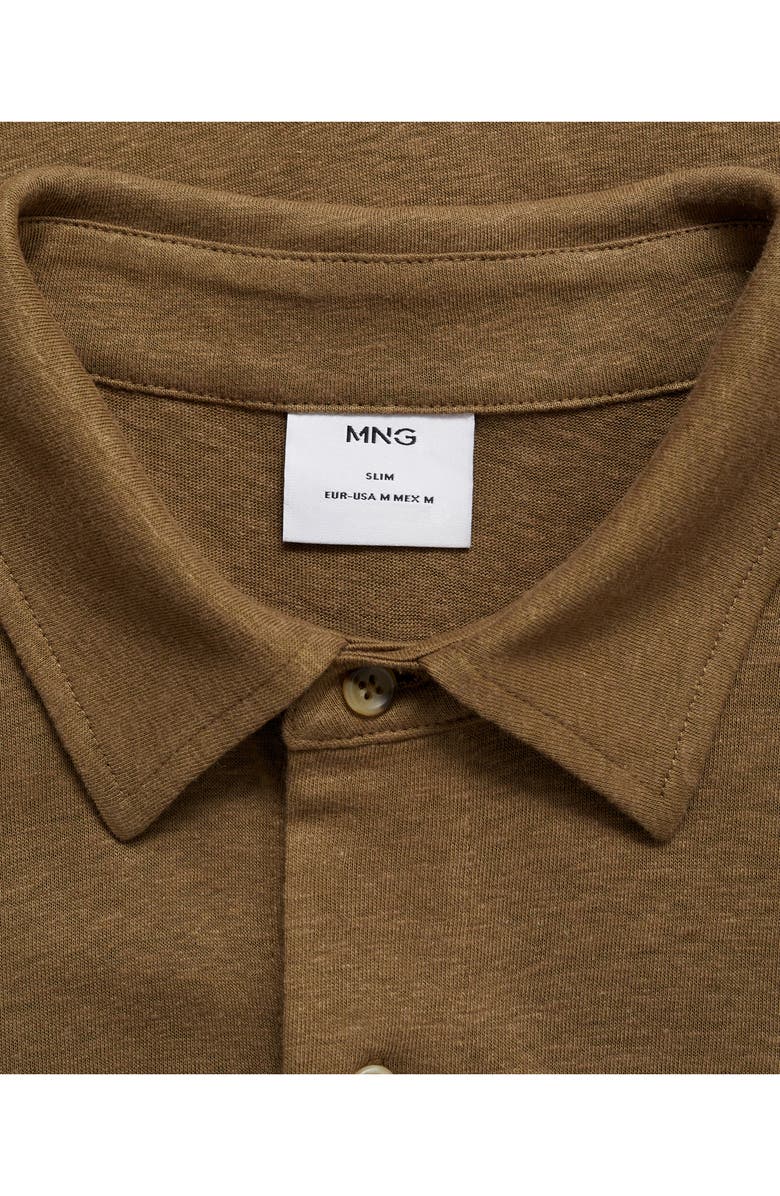 MANGO Regular Fit Short Sleeve Linen Blend Button-Up Shirt, Alternate, color,