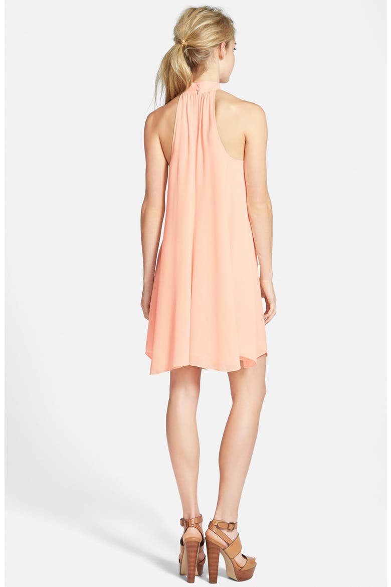 Halter A-Line Dress, Alternate, color, PINK TROPICS