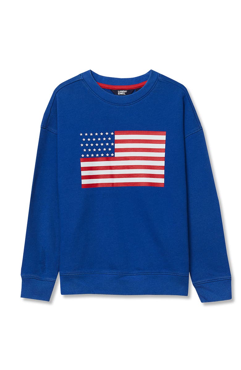 Lands' End Boys French Terry Crewneck Sweatshirt, Main, color, Americana/Nautical Blue