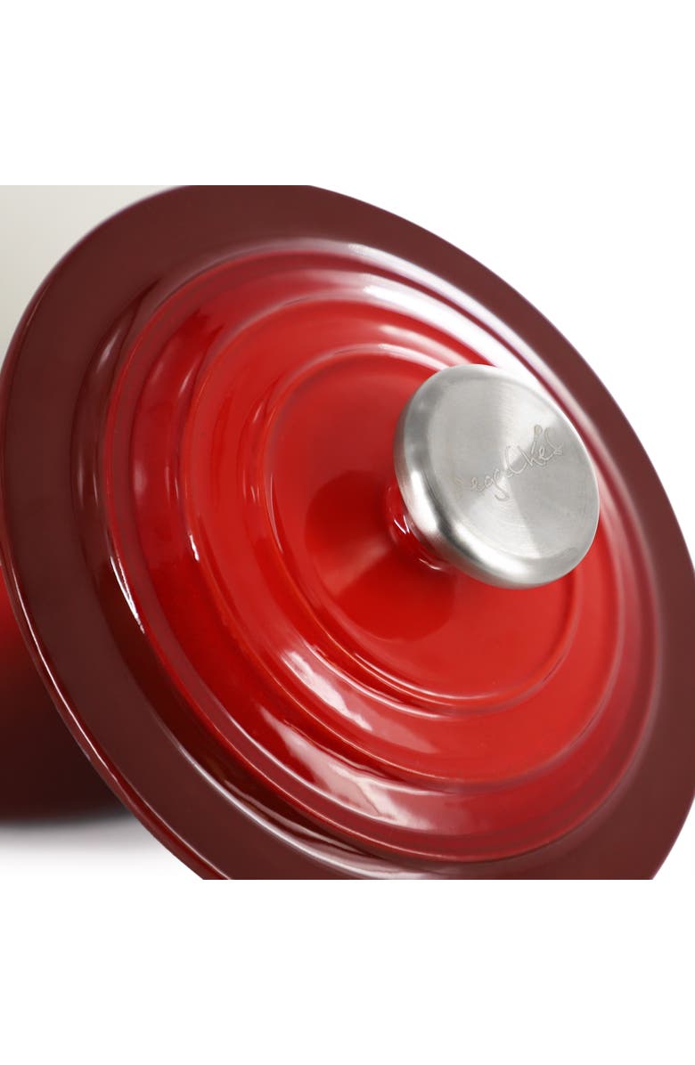 Megachef 2 Quart Enameled Cast Iron Sauce Pan, Alternate, color, Red