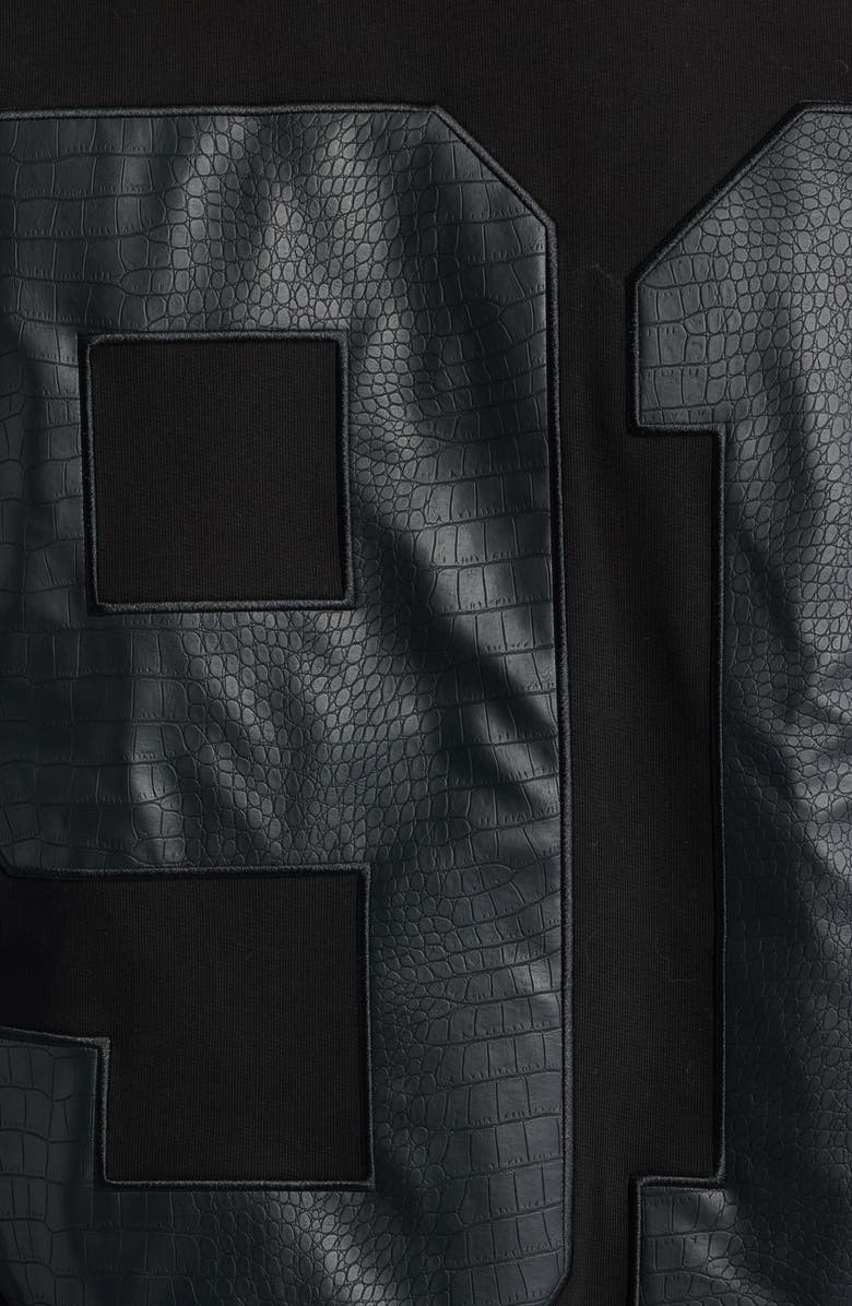 CRIMINAL DAMAGE Croc Embossed Logo Appliqué Sweatshirt, Alternate, color, Black