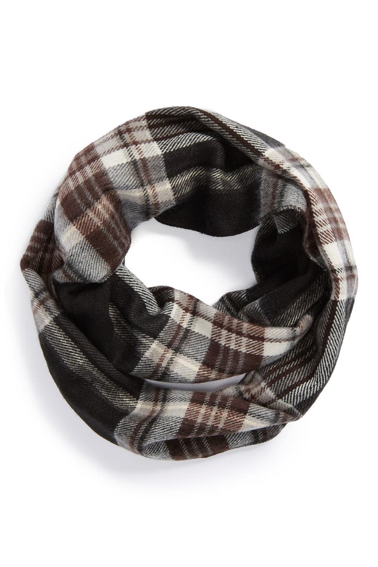 Plaid Infinity Scarf, Main, color, BLACK