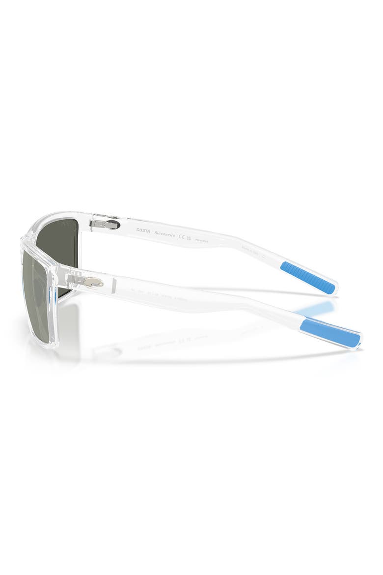 Rinconcito 60mm Polarized Rectangular Sunglasses, Alternate, color, POLISHED CLEAR / GRAY 580G