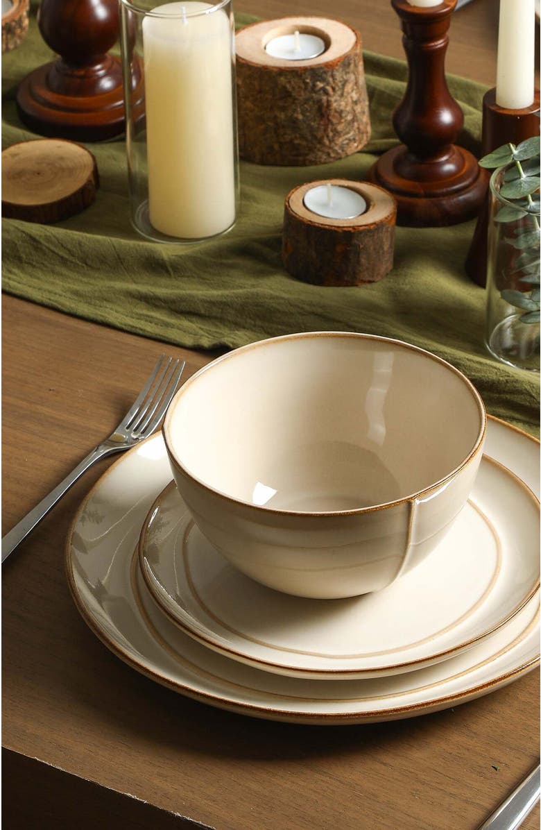 Stone Lain Infinity Stoneware 12-Piece Dinnerware Set, Alternate, color, Beige